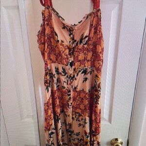 Floral Sleeveless Dress with Button Detail